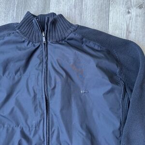 Lacoste Navy Blue Knit Zip Jacket Sweater Hybrid Men's Size 6/L